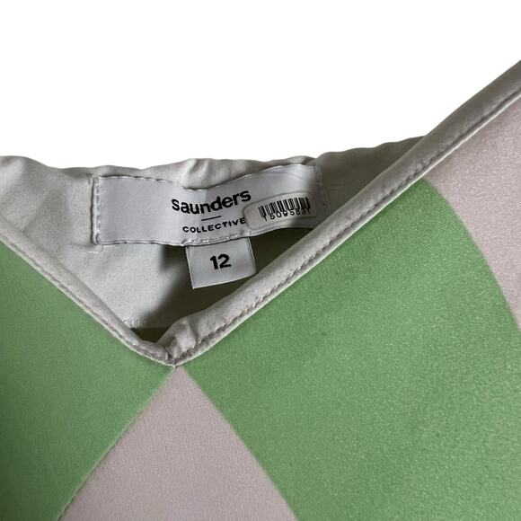 Saunders Collective Mint Imman Striped Sleeveless V-Neck Slip Midi Dress Size 12 - Picture 7 of 13